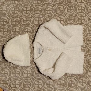 B boutique white soft jacket and matching hat size 0-12 months